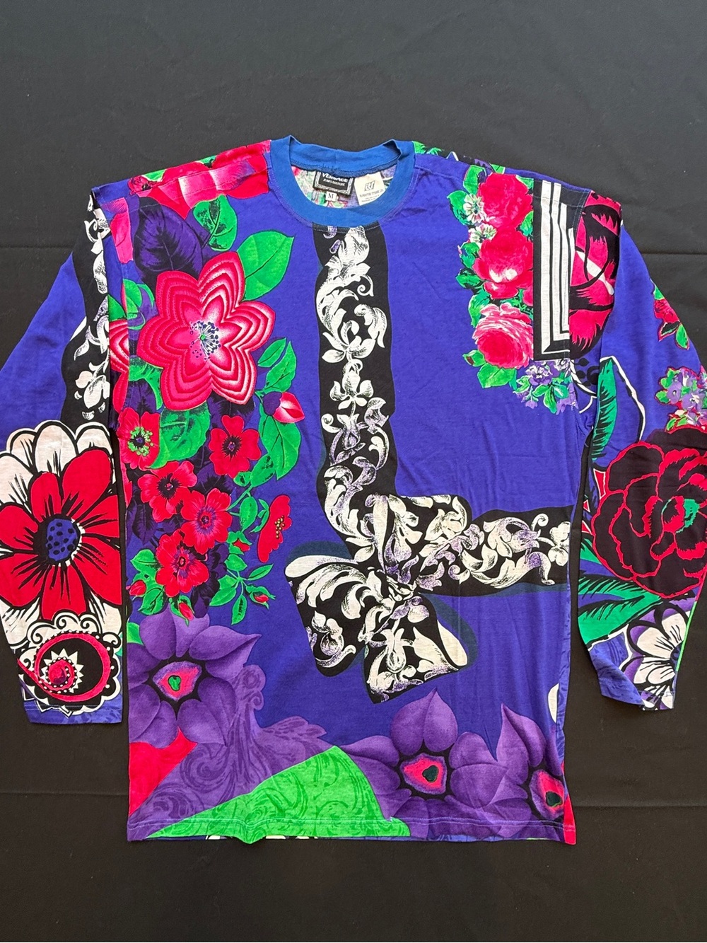 Versace Jeans Collection Bold Blue Floral Crewneck Tee